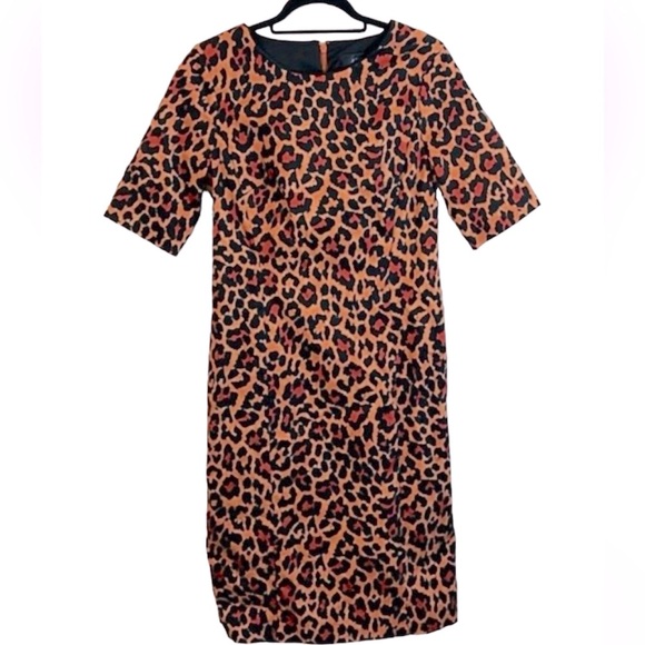 J CREW animal print shift dress reimagined size 6 cotton work business career - Picture 1 of 11